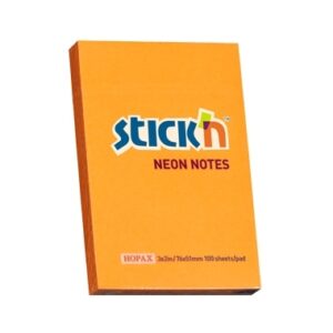 Lipnūs lapeliai Stick´N 21160, 51x76mm, 100 lapelių,Neoninės  oranžinės spalvos