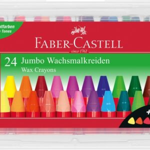 Vaškinės kreidelės Faber-Castell Jumbo, tribriaunės, 24 spalvos