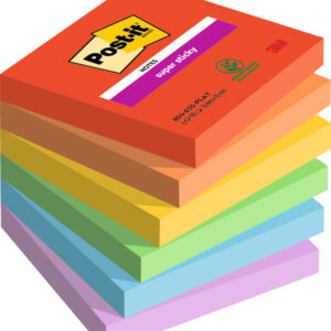 Lipnūs lapeliai 3M Post-it® Super Sticky Playful 76mmx76mm, 6vnt. po 90 lapelių