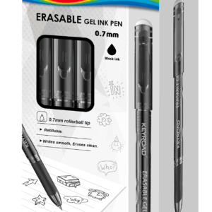 Gelinis rašiklis Keyroad, 0.7mm ištrinamas, juodos spalvos