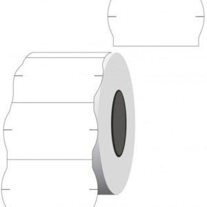 Kainų etiketės 26x16mm, banguotos, 1000vnt, baltos spalvos