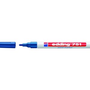 Žymeklis Edding 751 lako pagrindu, apvaliu galiuku, 1-2mm, mėlynos spalvos
