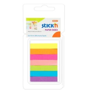 Popieriniai žymekliai Stick´N 21618, 50x10mm, 7 neoninės spalvos po 40vnt., blisteryje