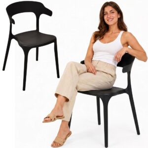 PLASTIKINĖ SODO KĖDĖ TERASAI IR BALKONUI JUODA 970358