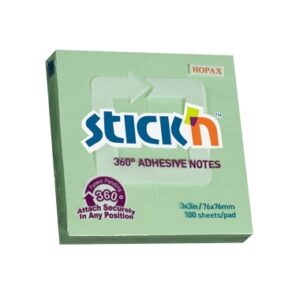 Lipnūs lapeliai StickN 21552, 70x70mm, 360 lipnumas, 100L žalios spalvos