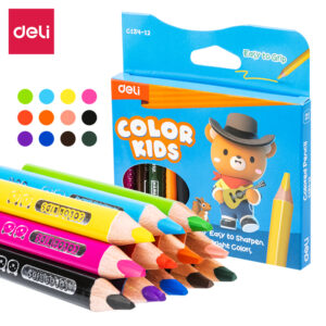 Spalvoti pieštukai DELI Color Kids,  tribriauniai, 12 spalvų