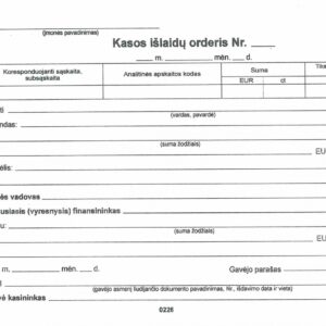 Kasos išlaidų orderis, A5, 100 lapų