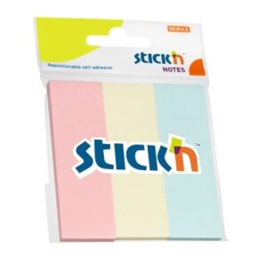 Lipnūs lapeliai Stick´N 21128, 76x25mm, 3x50 lapelių, 3 pastelinės spalvos, blisteryje