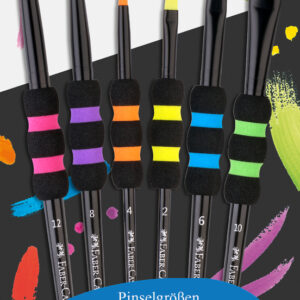 Teptukų rinkinys Faber-Castell soft touch juodi, 6 vnt./pak. (Nr. 2, 4, 6, 8, 10, 12)