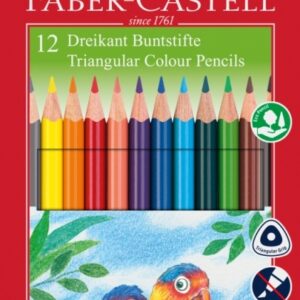 Spalvoti pieštukai Faber-Castell Eco. tribriauniai. 12 spalvų. su drožtuku - Image 1