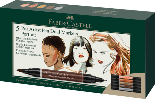 Pitt Artist Pen Dual Marker India ink, wallet of 5, Portrait