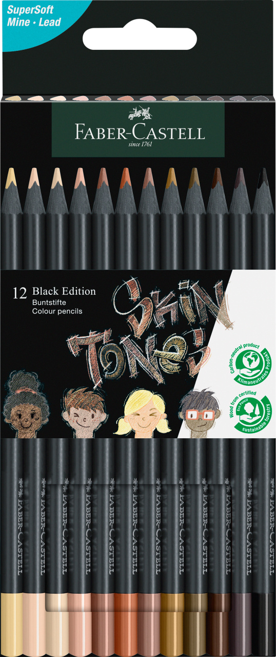 Colour Pencils Black E. skin tones 12x