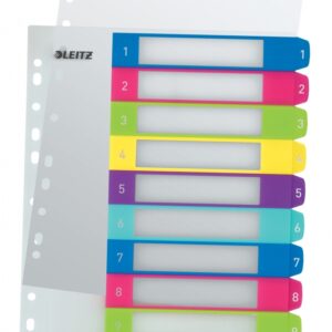 Skiriamieji lapai Leitz WOW Print, A4+, 1-10, plastikiniai, įvairių spalvų
