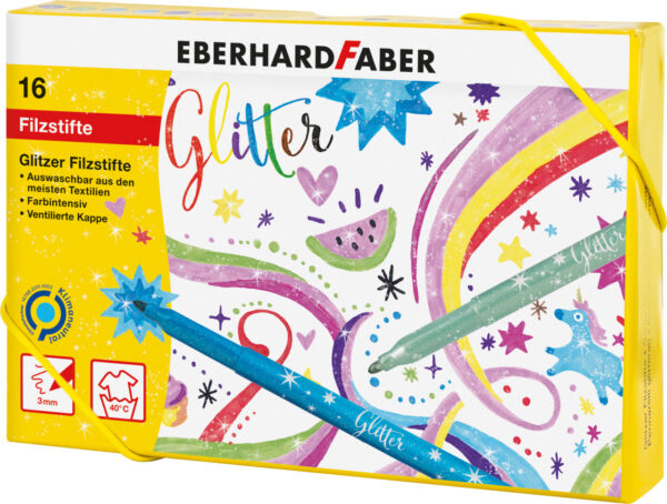 551016_Glitter felt-tip pen cardboard box of 16
