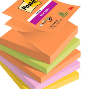 Lipnūs lapeliai užrašams 3M Post-it® Super Sticky, 76x76mm, 5 vnt.  po 90lapų