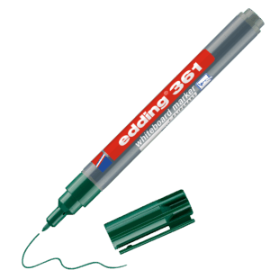 Žymeklis baltai lentai Edding 361, apvaliu galiuku, 1mm, žalios spalvos