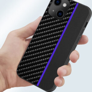 Tel Protect CARBON Case skirtas Apple iPhone 13 juodos spalvos z niebieskim paskiem - Image 2