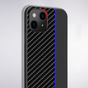 Tel Protect CARBON Case skirtas Apple iPhone 13 juodos spalvos z niebieskim paskiem - Image 3