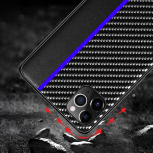 Tel Protect CARBON Case skirtas Apple iPhone 13 juodos spalvos z niebieskim paskiem - Image 5