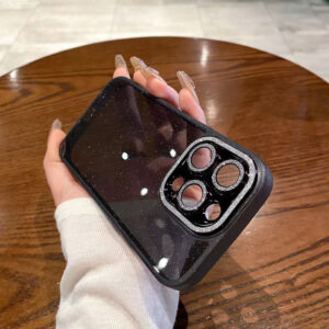 Liquid Glitter Camera Case skirtas Apple iPhone 13 Pro juodos spalvos - Image 6