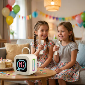 Blavec nešiojama kolonėlė Bluetooth WS-09 Karaoke Fun - 10W su 2 mikrofonais (WS09-2MBE) gelsvos spalvos - Image 5