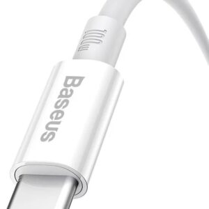 Baseus Superior Series Fast Charging Data Cable USB - USB-C 100W 0.25m Moon baltos spalvos