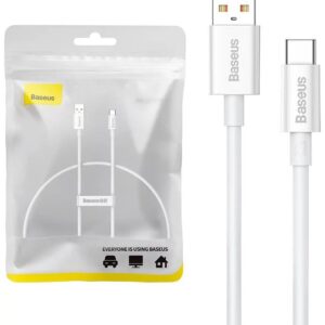Baseus Superior Series Fast Charging Data Cable USB - USB-C 100W 0.25m Moon baltos spalvos - Image 2