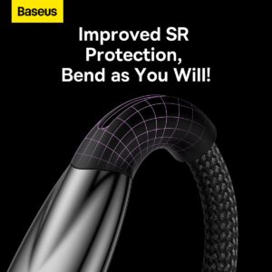 Baseus Glimmer Series Fast Charging Data Cable USB-A - USB-C 100W 1m juodos spalvos - Image 2