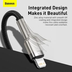 Baseus Cafule Metal Series Data Cable USB-C - Lightning 20W 0.25m juodos spalvos - Image 2