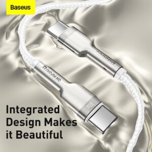 Baseus Cafule Metal Series Data Cable USB-C - USB-C 100W 1m baltos spalvos - Image 2