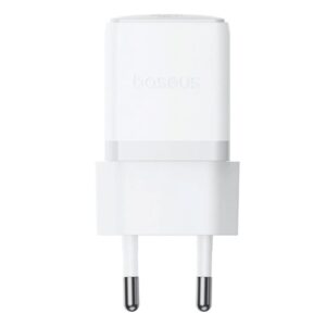 Baseus Palm Fast Charger USB-C 20W + Data Cable USB-C/USB-C 1m baltos spalvos
