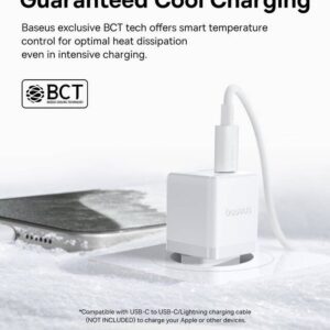 Baseus Palm Fast Charger USB-C 20W + Data Cable USB-C/USB-C 1m baltos spalvos - Image 2
