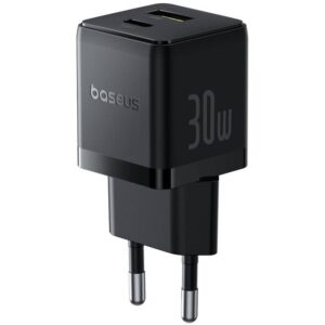 Baseus Palm Fast Charger USB-A + USB-C 30W juodos spalvos