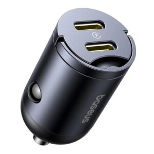 Baseus Tiny Star Mini Car Charger USB-C/USB-C 30W Cosmic juodos spalvos