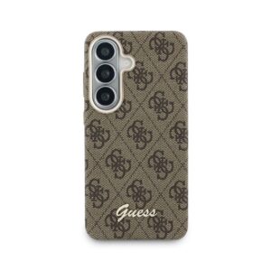 Guess PU 4G Script Metal Logo Magnetic dėklas skirtas Samsung Galaxy S26 rudos spalvos - Image 2