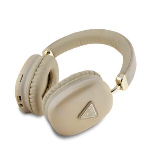Guess Saffiano PU Leather Triangle Logo belaidės ausinės aukso spalvos - Image 1