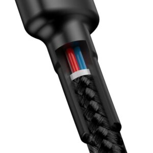 Baseus CATKLF-GG1 Cafule Cable USB-C 60W 1m Gray/juodos spalvos - Image 2