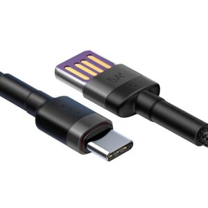 Baseus CATKLF-PG1 Cafule Quick Charging Data Cable USB Double Sided to USB-C 40W 1m Gray/juodos spalvos - Image 2