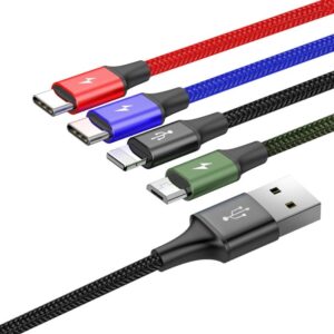 Baseus CA1T4-B01 Fast 4in1 Cable Lightning, 2x USB-C, MicroUSB 3.5A 1.2m juodos spalvos