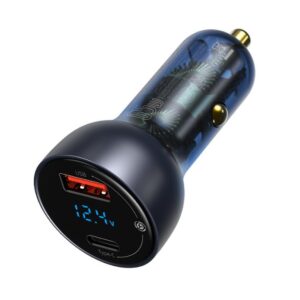 Baseus CCKX-C0G Particular Car Charger Digital Display Dual USB 65W Gray