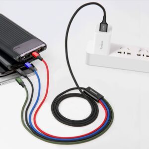 Baseus CA1T4-B01 Fast 4in1 Cable Lightning, 2x USB-C, MicroUSB 3.5A 1.2m juodos spalvos - Image 2