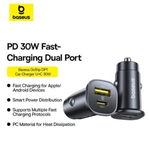 Baseus GoTrip Car Charger USB-C/USB-A 30W Cosmic Black - Image 2