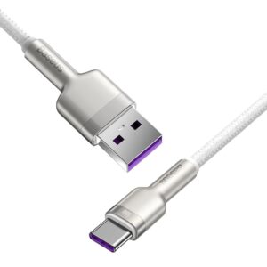 Baseus Cafule Metal Series Data Cable USB-A - USB-C 66W 1m baltos spalvos - Image 2