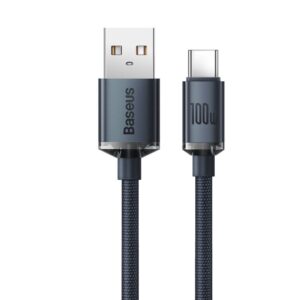 Baseus CAJY000501 Crystal Shine Series Data Cable USB - USB-C 100W 2m juodos spalvos