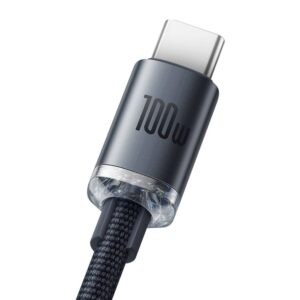 Baseus CAJY000501 Crystal Shine Series Data Cable USB - USB-C 100W 2m juodos spalvos - Image 2