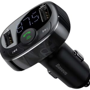 Baseus CCMT000001 S-09A 2x USB Car FM Transmitter juodos spalvos - Image 2