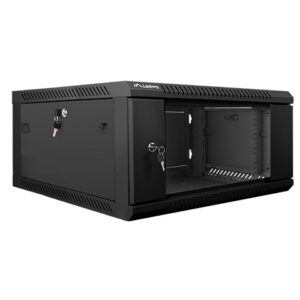 Lanberg wall-mounted installation rack cabinet 19'' 4U 600x600mm black (glass door) - Image 2