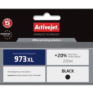 Activejet AH-973BRX rašalas (pakaitinis HP 973XL L0S07AE; Premium; 220 ml; juodas)