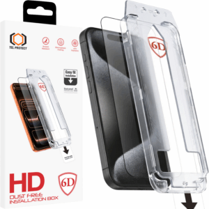 Grūdintas stiklas Tel Protect Dust-Free Easy Fit Full Glue 6D skirtas Apple iPhone 15 Pro Max black