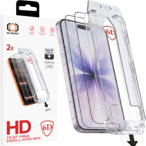 Grūdintas stiklas Tel Protect Dust-Free Easy Fit Full Glue 6D skirtas Apple iPhone 16 Pro/17 black - 2 vnt